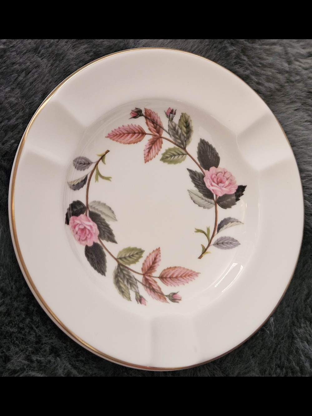 '60s Wedgwood Hathaway Rose Vintage Ashtray Bone China England Victorian RARE!